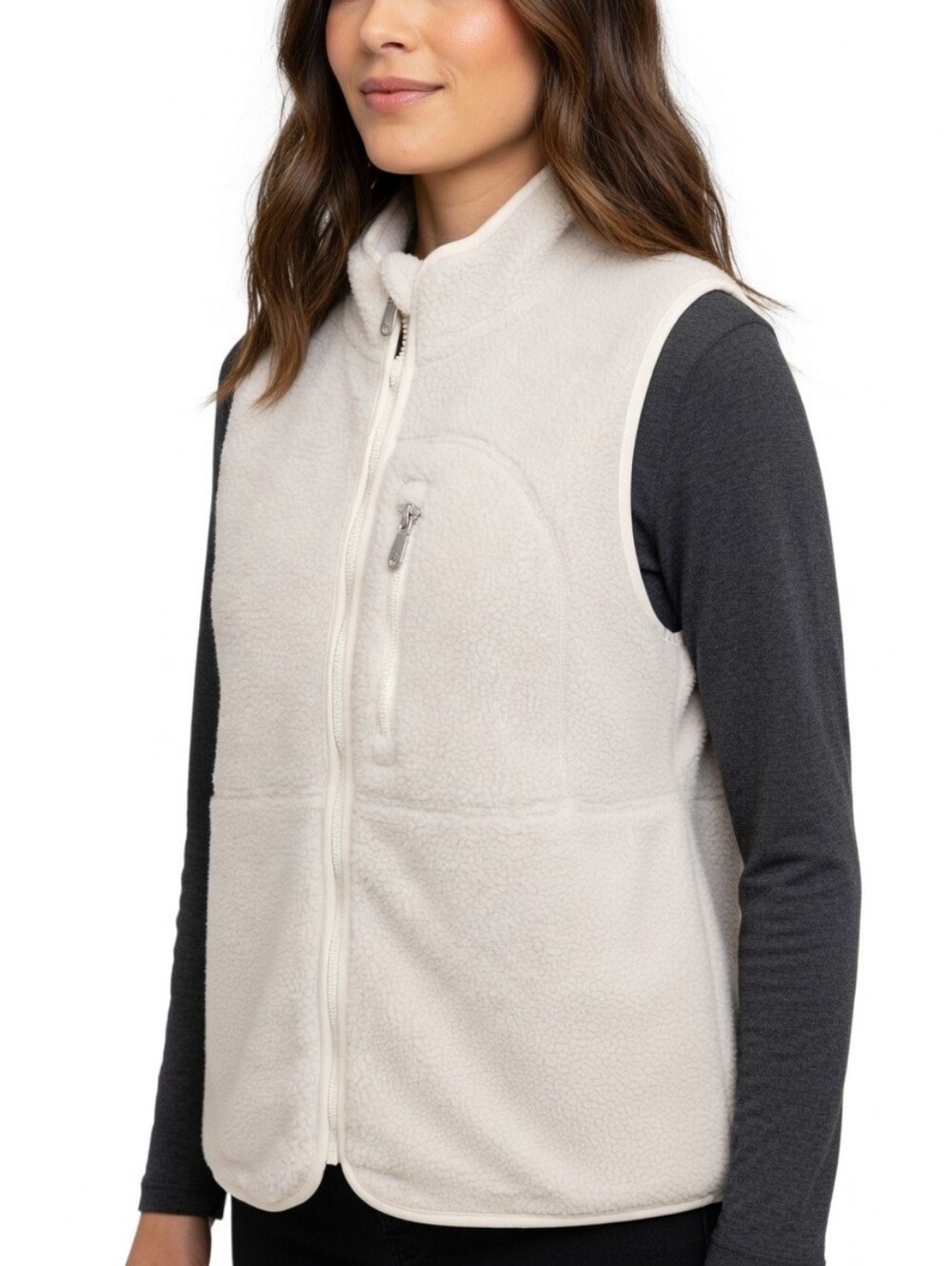 Kyodan Outdoor Activewear White Fleece Zip-Up Vest Size M